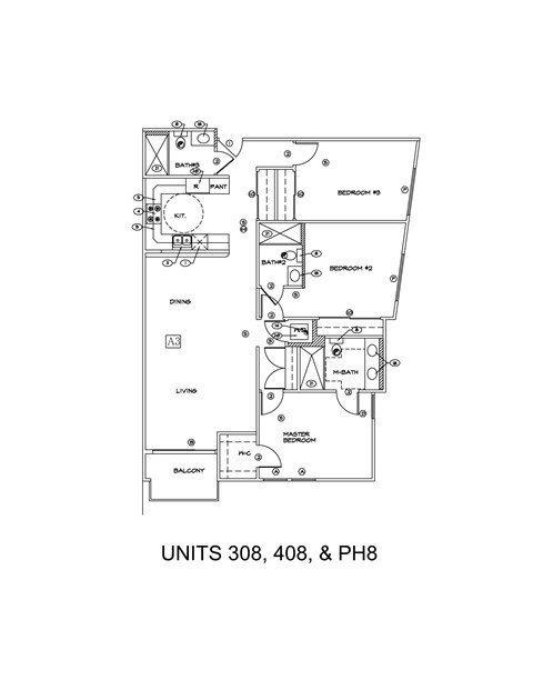 Floor plan for 3 beds, 3 baths, 1389 sqft
